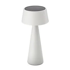 LED-bordlampe Solino, hvid, solcelle/USB, 26 cm, IP44