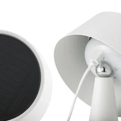 LED-bordlampe Solino, hvid, solcelle/USB, 26 cm, IP44