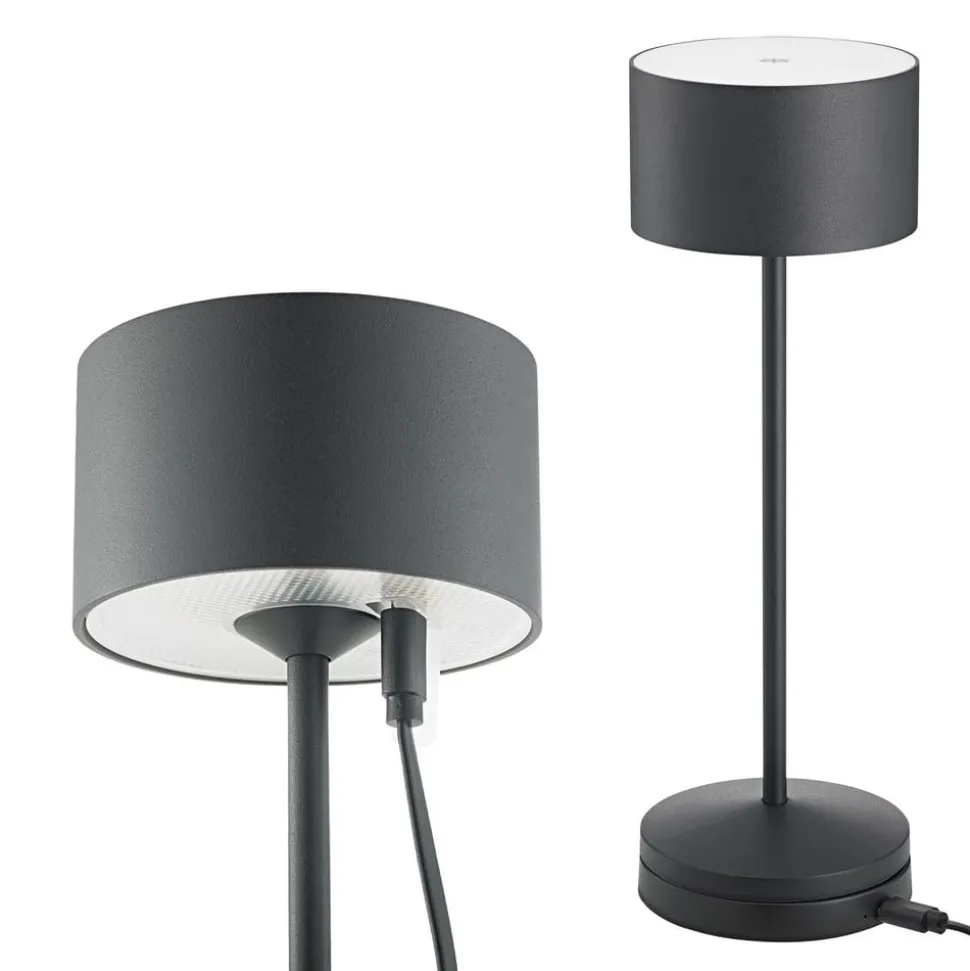 LED-bordlampe Veluna, sort, højde 25 cm IP44 dæmpbar CCT