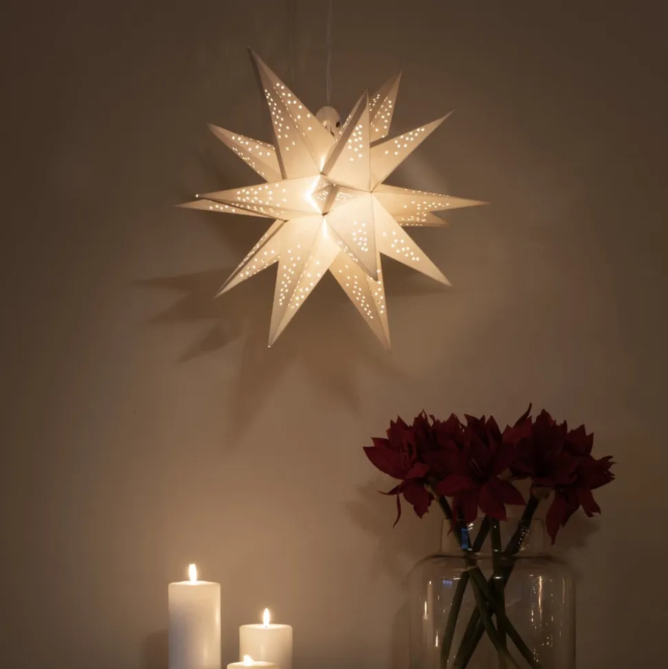 LED-dekolampe papirstjerne, 3D, hvid, dæmpbar