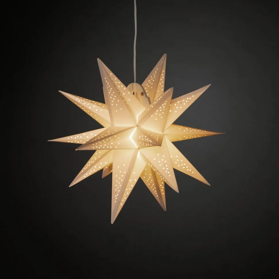 LED-dekolampe papirstjerne, 3D, hvid, dæmpbar