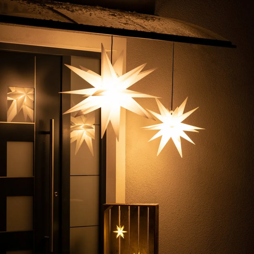 LED-dekostjerne, 18 takker, Ø 25 cm, hvid