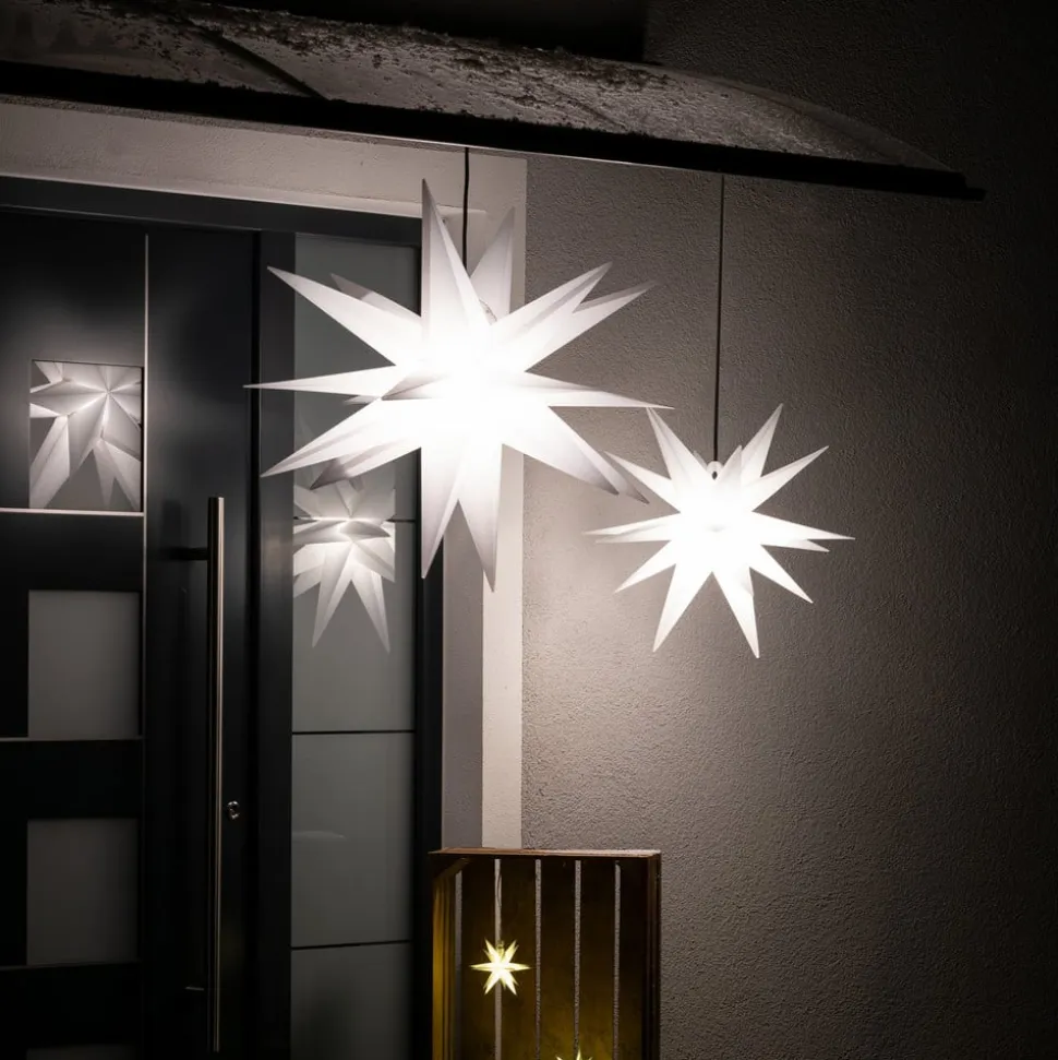LED-dekostjerne, 18 takker, Ø 25 cm, hvid