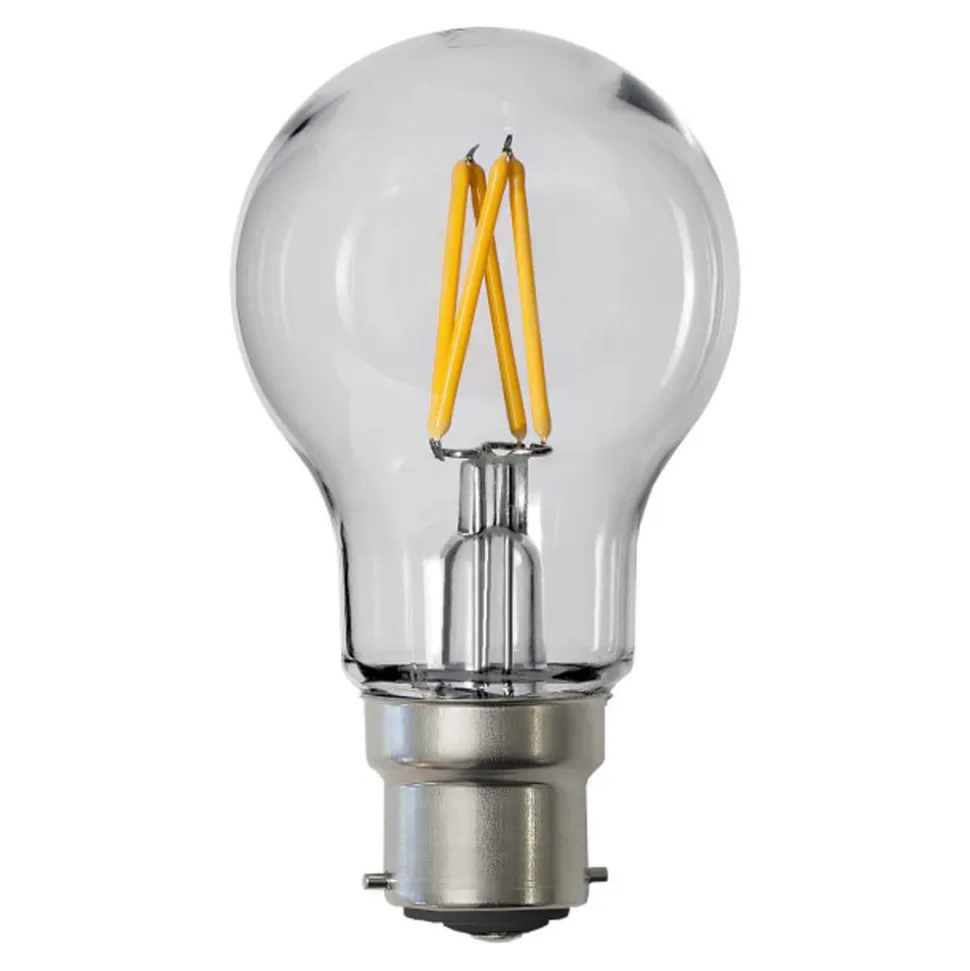 LED-filamentpære, A55, B22, 2,4 W, klar, 2.700 K