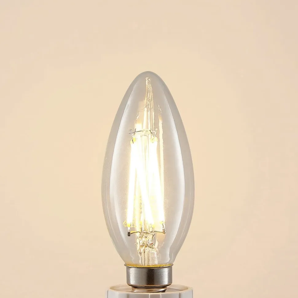 LED-filamentpære E14 4 W 827 kerte, dæmpes, 2 stk