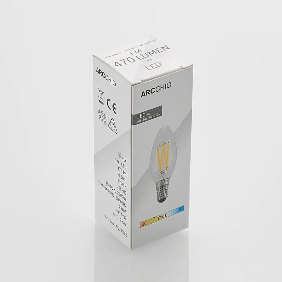 LED-filamentpære E14 4 W 827 kerte, dæmpes, 2 stk