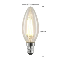LED-filamentpære E14 4 W 827 kerte, dæmpes, 3 stk
