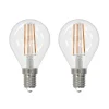 LED-filamentpære E14 4W 2.700 K dråbe dæmpes 2 stk
