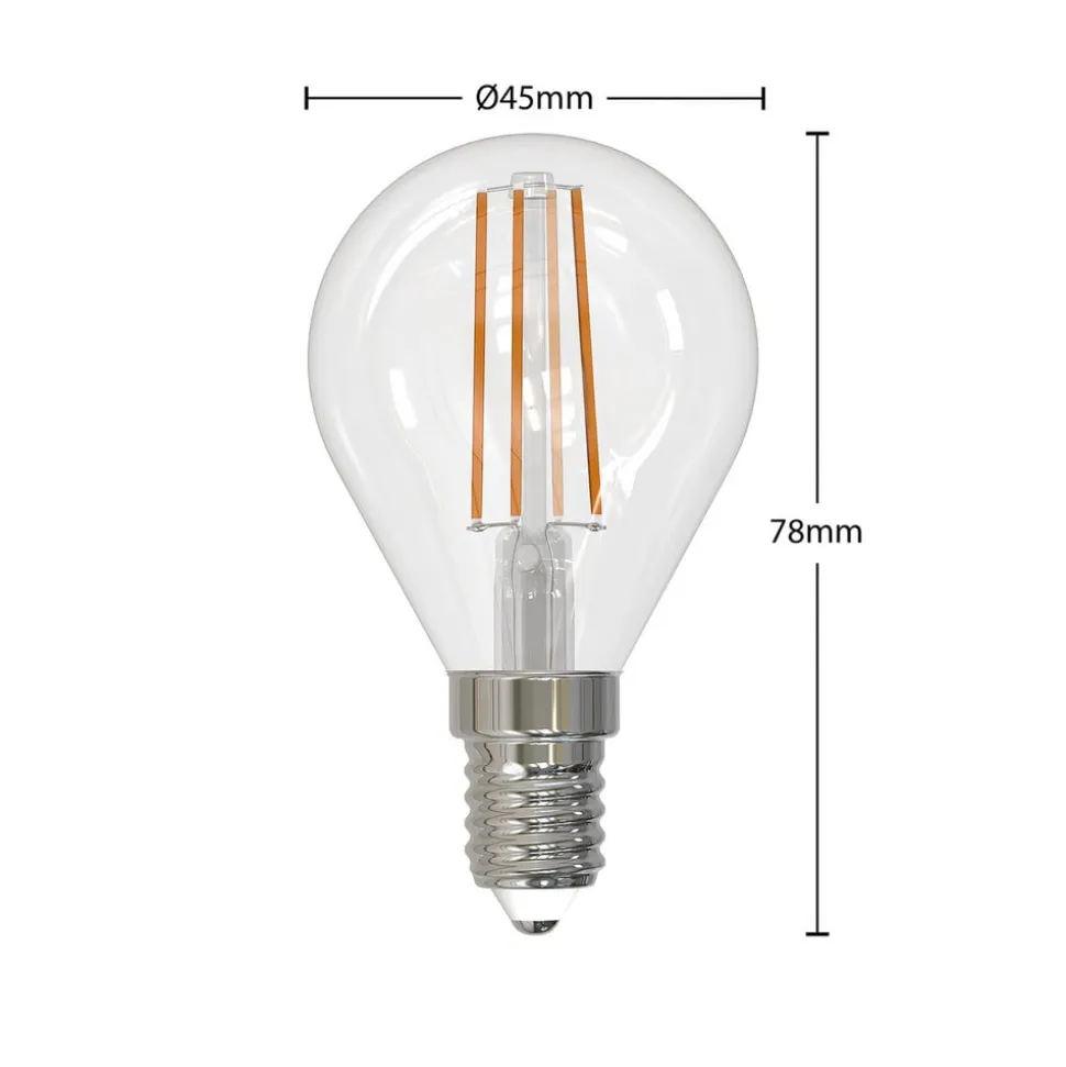 LED-filamentpære E14 4W 2.700 K dråbe dæmpes 2 stk