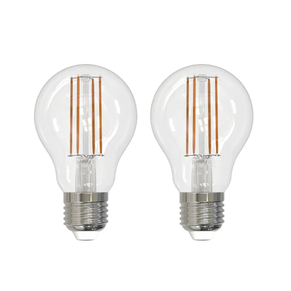 LED-filamentpære E27 6W klar 2.700K dæmpbar sæt med 2 stk