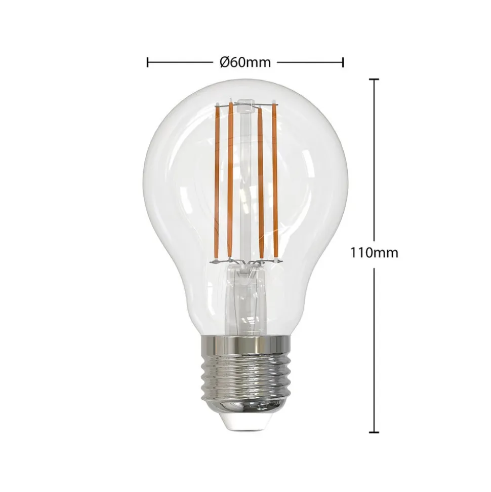 LED-filamentpære E27 6W klar 2.700K dæmpbar sæt med 2 stk