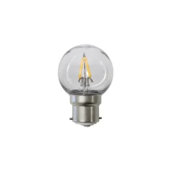 LED-filamentpære, G45, B22, 1 W, klar, 2.200 K