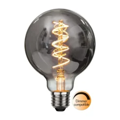LED-filamentpære Spiral Filament, G95, E27, 2 W grå dæmpbar