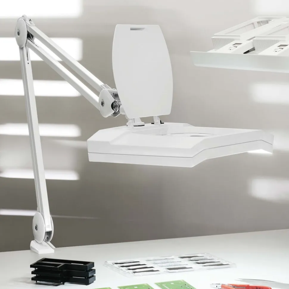LED-forstørrelseslys MAULvitrum, hvid, klemme, metal