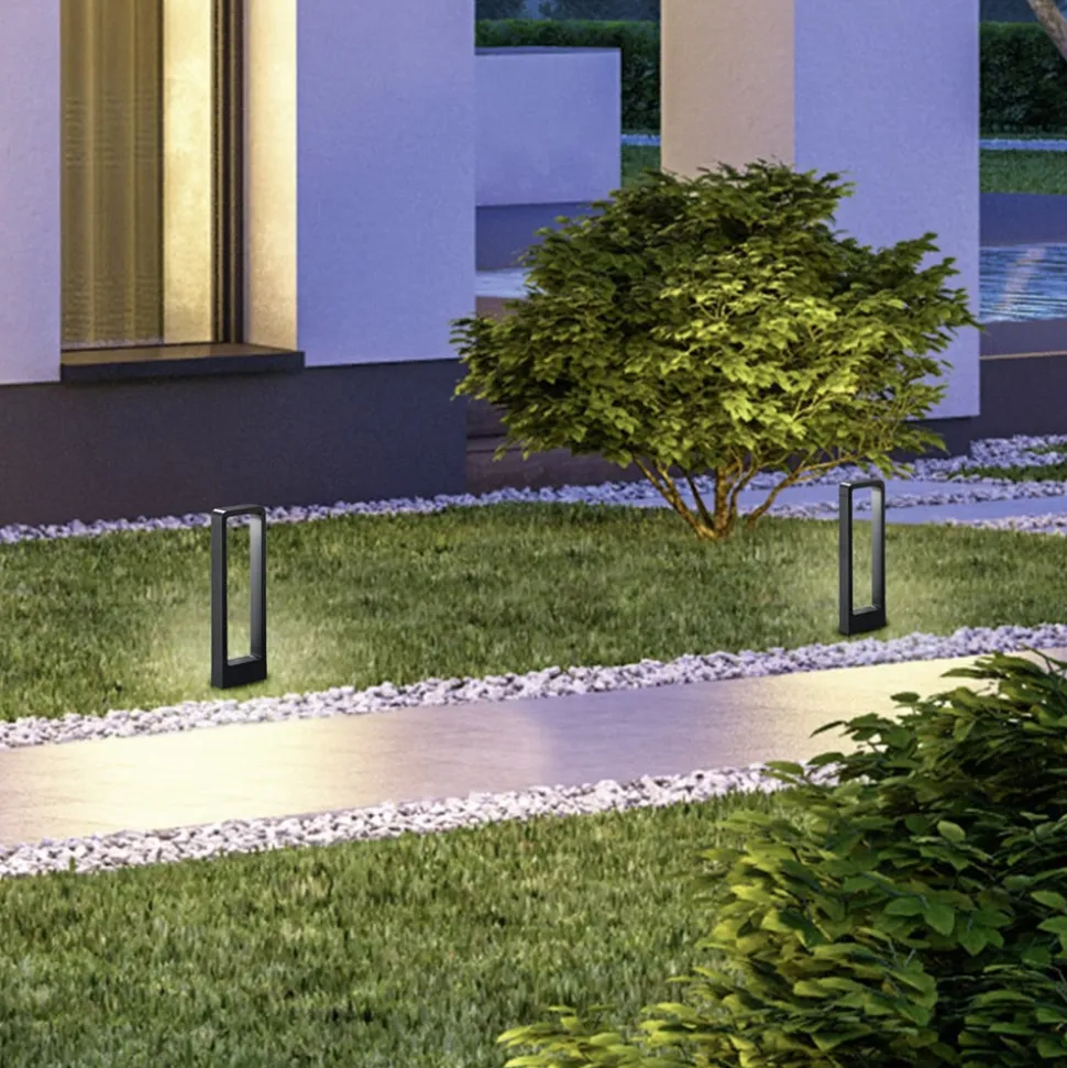 LED-gadelampe RENO, antracit, højde 50 cm, metal, IP54