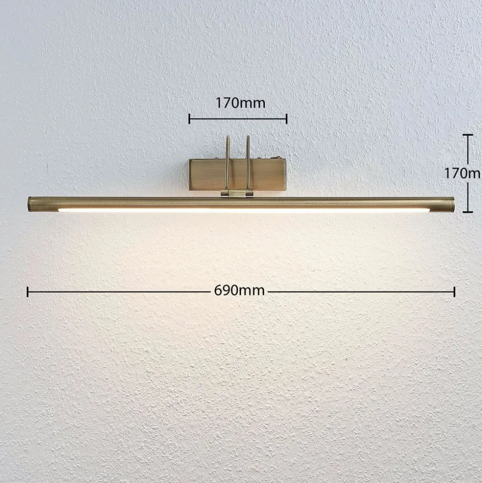 LED-gallerilampe Mailine, patineret messing
