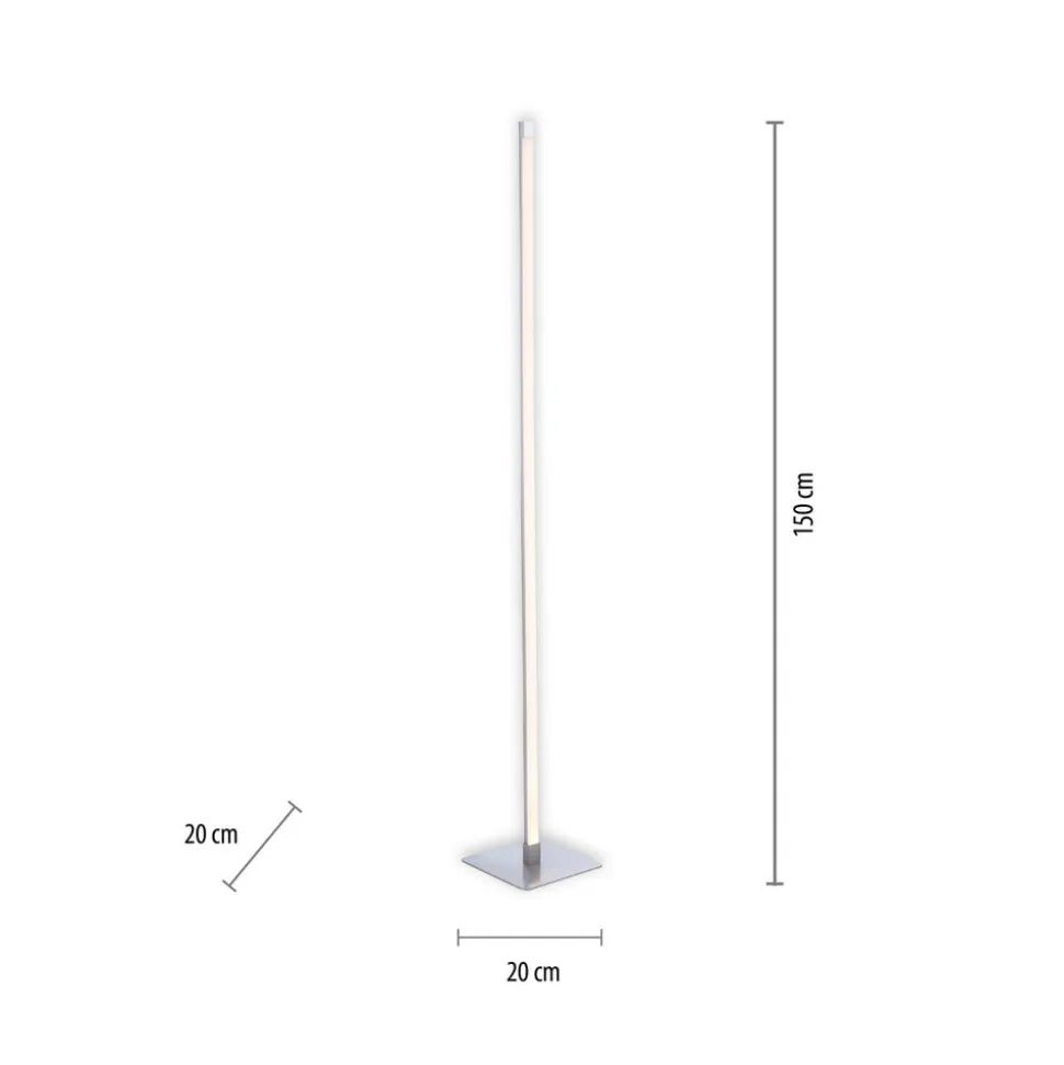 LED-gulvlampe Bella, lige, firkantet base, stål