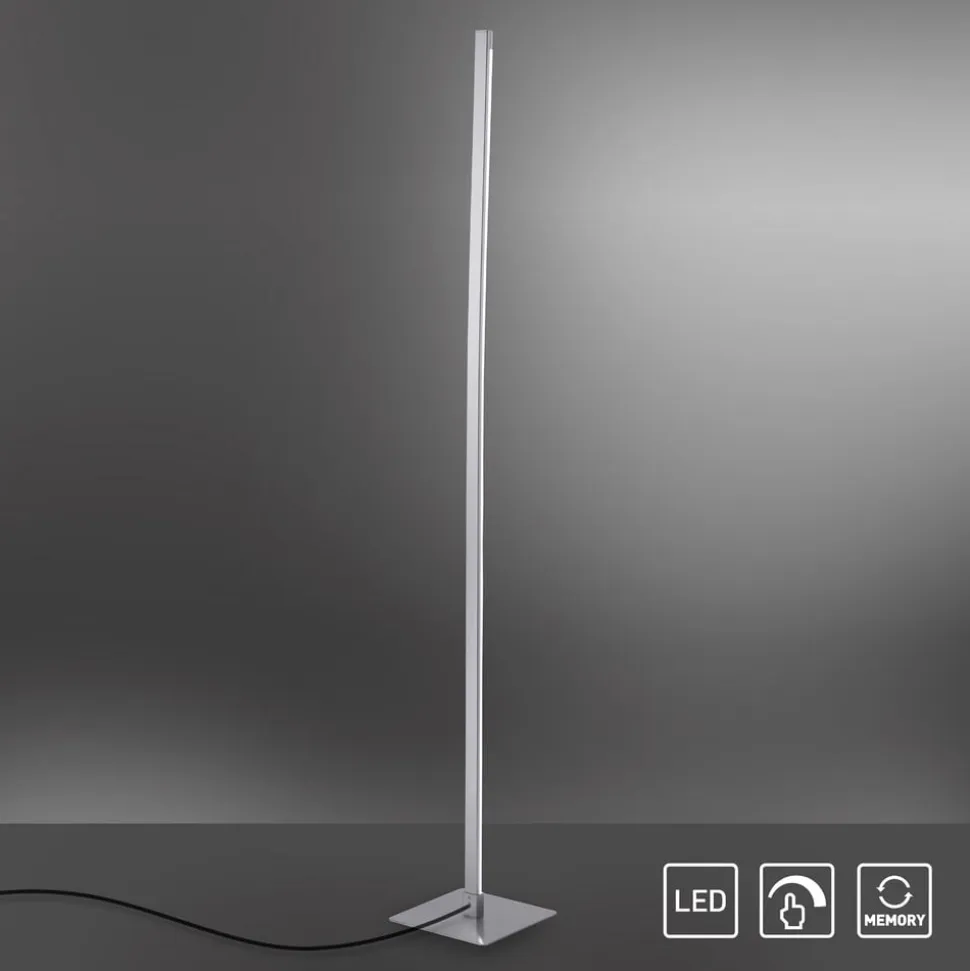 LED-gulvlampe Bella, lige, firkantet base, stål