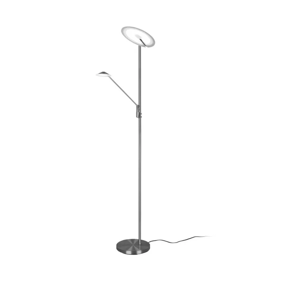 LED-gulvlampe Brantford, læselampe nikkel mat