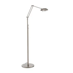 LED-gulvlampe Carl, nikkelfarvet, justerbar, dæmpbar