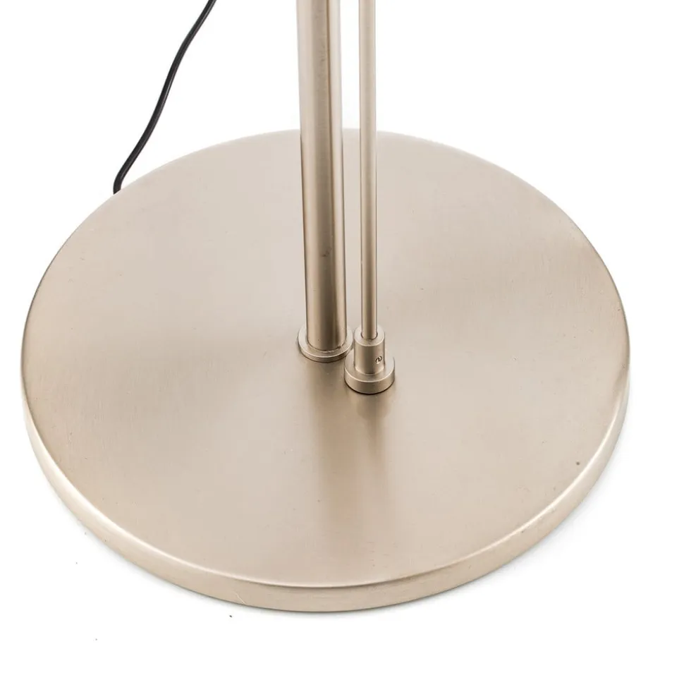 LED-gulvlampe Carl, nikkelfarvet, justerbar, dæmpbar