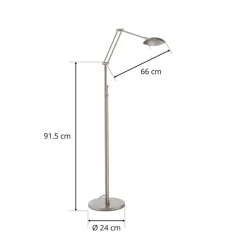 LED-gulvlampe Carl, nikkelfarvet, justerbar, dæmpbar