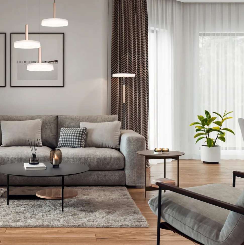 LED-gulvlampe Celeste hvid/brun 160 cm glas/metal Touchdim