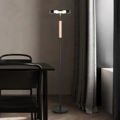 LED-gulvlampe Celeste krom/træ 160 cm glas/metal Touchdim