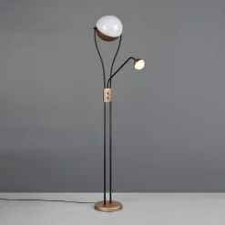 LED-gulvlampe Chris, kaffe, metal, læselampe, dæmper