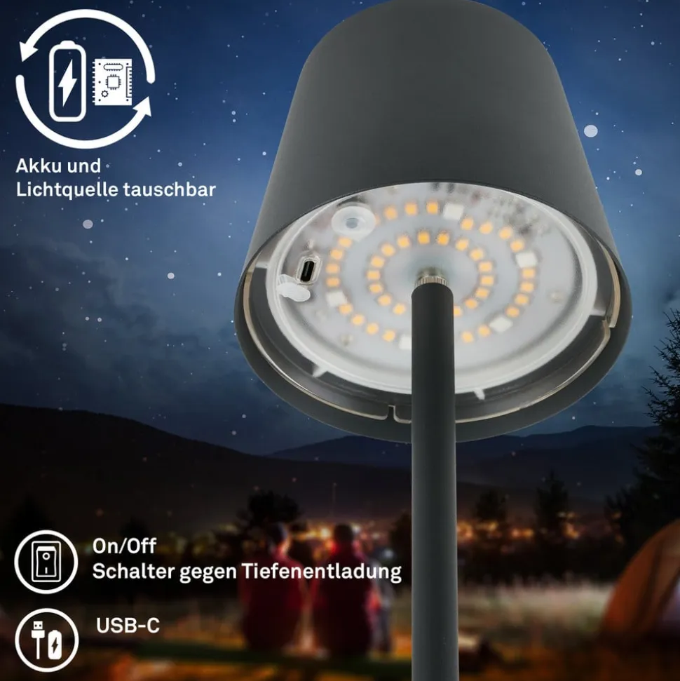 LED-gulvlampe Coloris, sort, RGB, dæmper, IP44, USB
