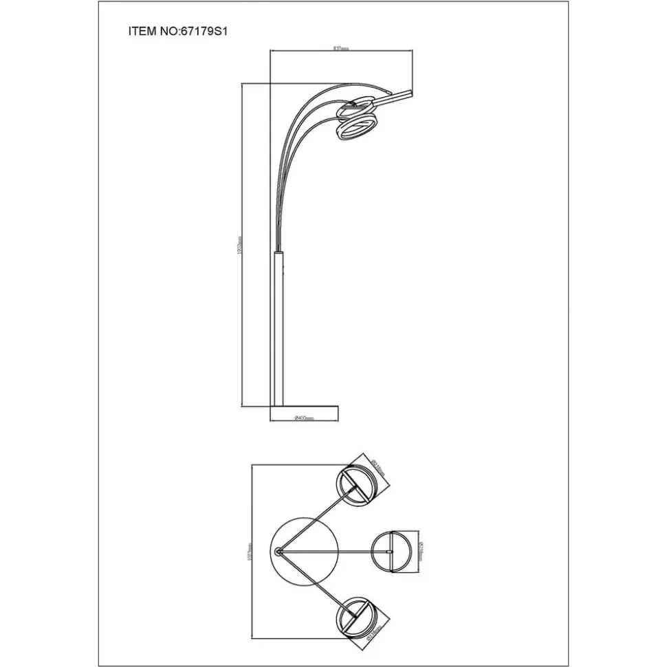 LED-gulvlampe Della, højde 190 cm, sort/mørkegrå, 3 lyskilder.
