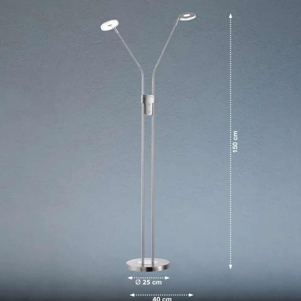 LED-gulvlampe Dent, CCT, to lys, nikkel
