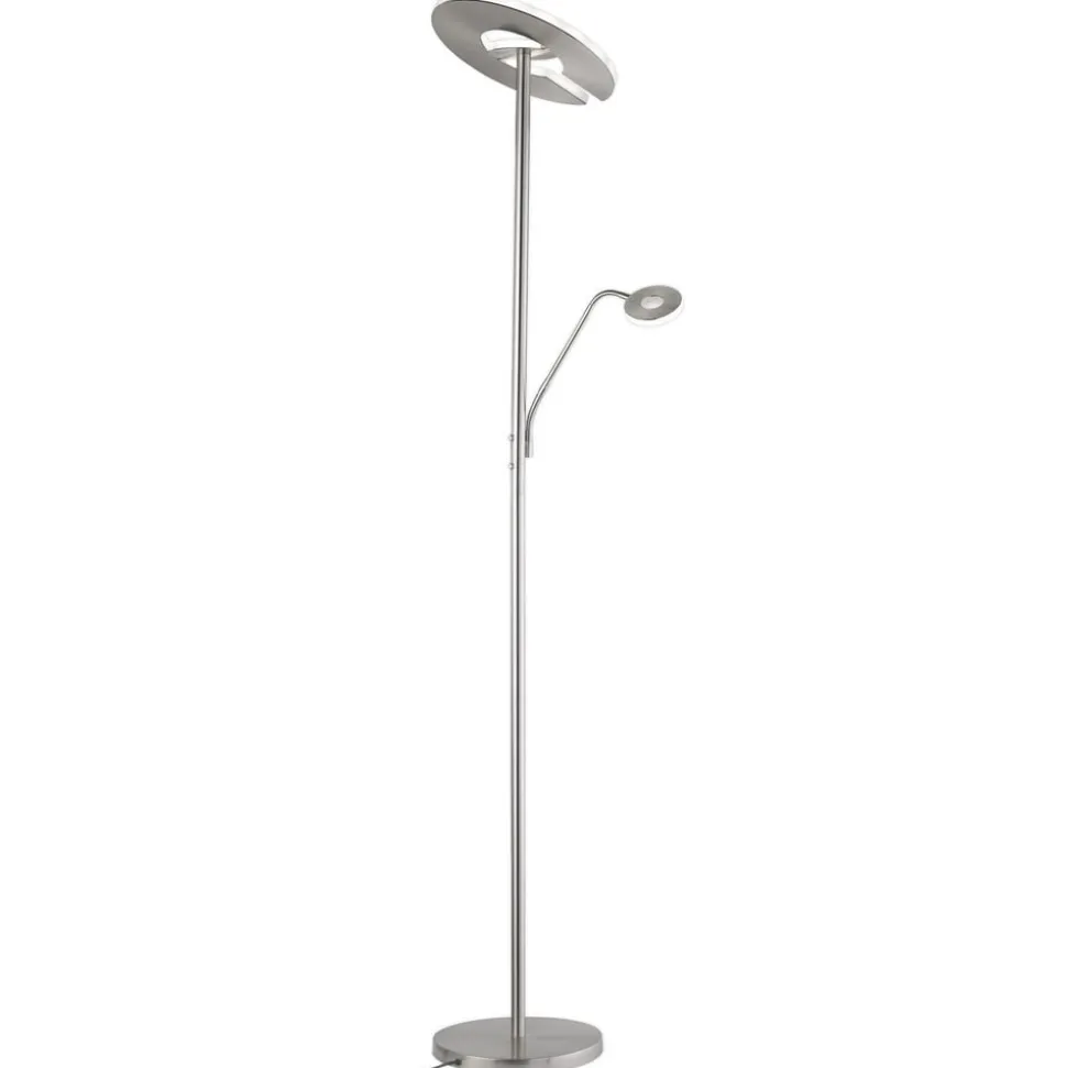 LED-gulvlampe Dent, nikkelfarvet, 180 cm, CCT, 2 lyskilder