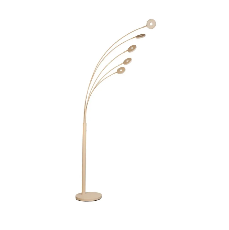 LED-gulvlampe Dent, sandfarvet Højde 225 cm, CCT, 5 lyskilder.