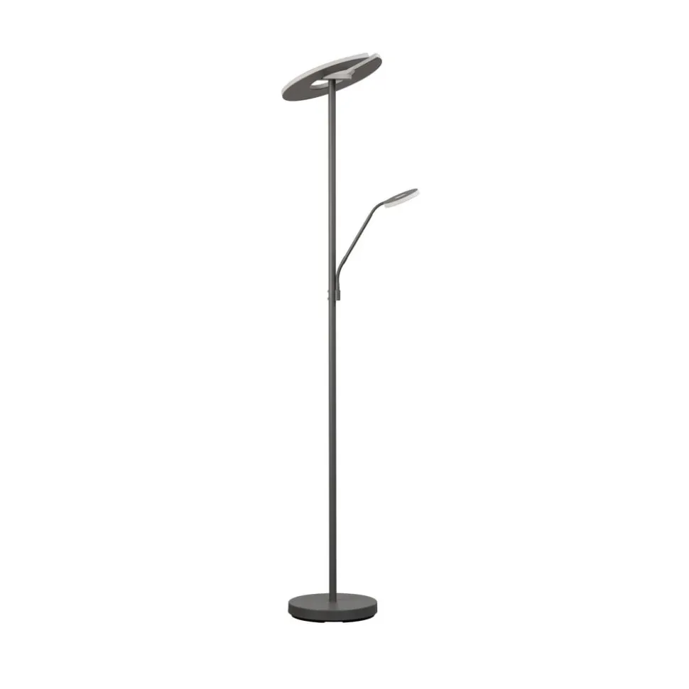 LED-gulvlampe Dent, sandgrå, 180 cm, metal, CCT, 2 lyskilder, 100 W, 1000 lm,