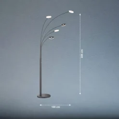 LED-gulvlampe Dent, sort, 225 cm, metal, CCT, 5 lyskilder.