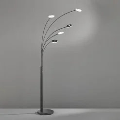 LED-gulvlampe Dent, sort, 225 cm, metal, CCT, 5 lyskilder.