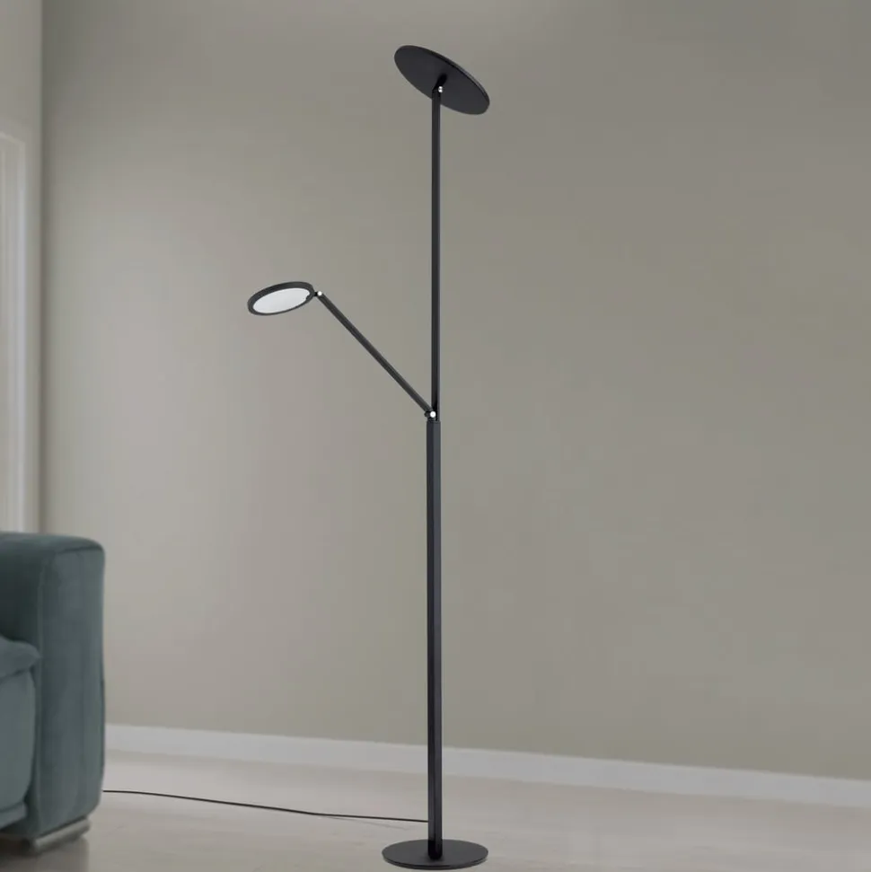 LED-gulvlampe Fati, højde 181 cm, aluminium, læselampe, dæmper, CCT