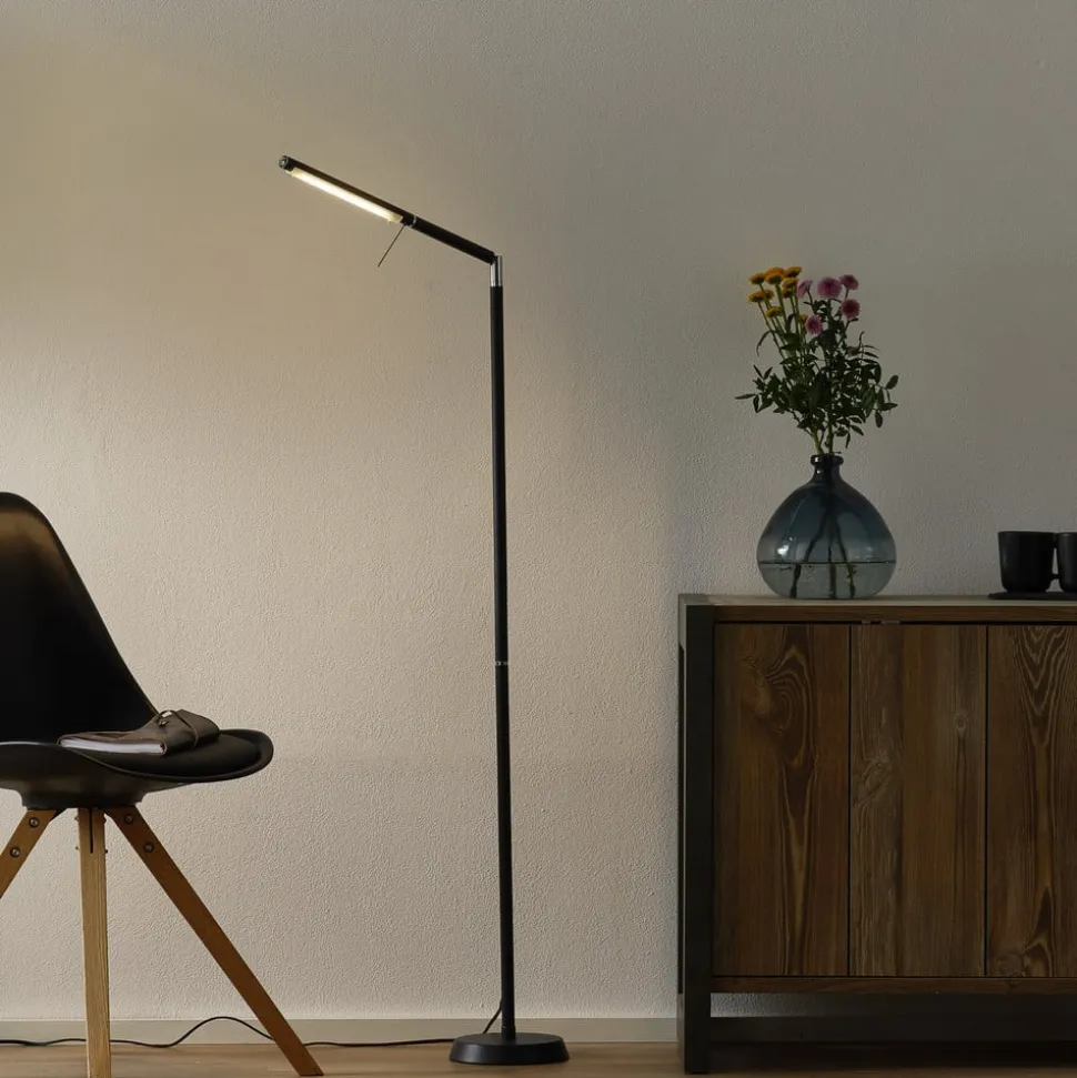 LED-gulvlampe Filigran, sort, dæmpbar, justerbar