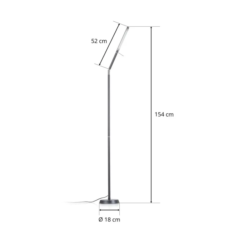 LED-gulvlampe Filigran, sort, dæmpbar, justerbar