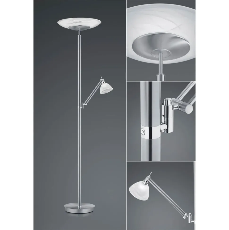 LED-gulvlampe Findus, 2 lyskilder, nikkel