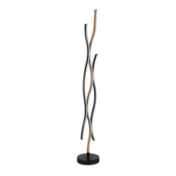 LED-gulvlampe Geronimo, højde 135 cm, sort/trælook