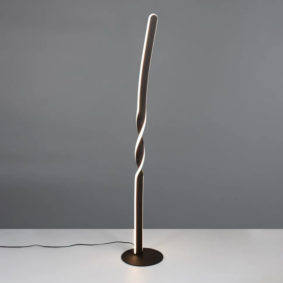 LED-gulvlampe Ginko, sort mat, metal, højde 110 cm