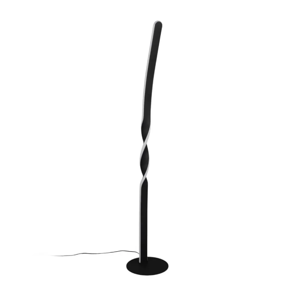 LED-gulvlampe Ginko, sort mat, metal, højde 110 cm