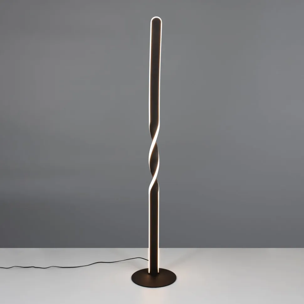 LED-gulvlampe Ginko, sort mat, metal, højde 110 cm