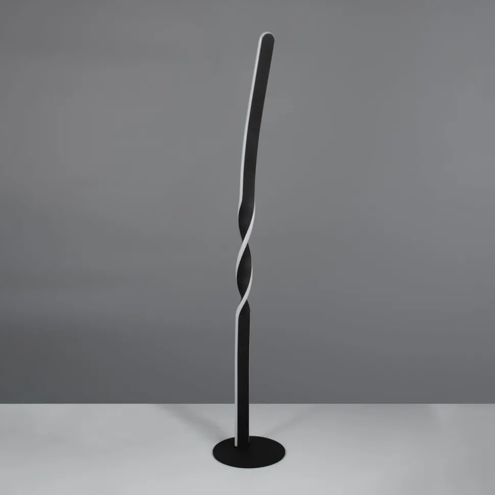 LED-gulvlampe Ginko, sort mat, metal, højde 110 cm