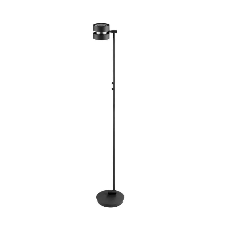 LED-gulvlampe Glow-Sphere, højde 146 cm, sort, metal