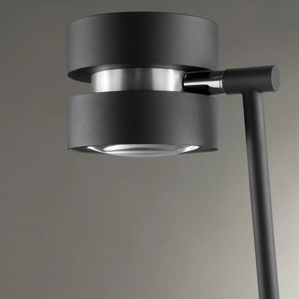 LED-gulvlampe Glow-Sphere, højde 146 cm, sort, metal