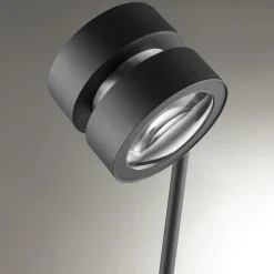 LED-gulvlampe Glow-Sphere, højde 146 cm, sort, metal