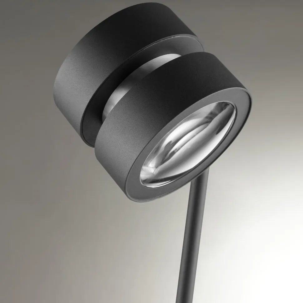 LED-gulvlampe Glow-Sphere, højde 146 cm, sort, metal